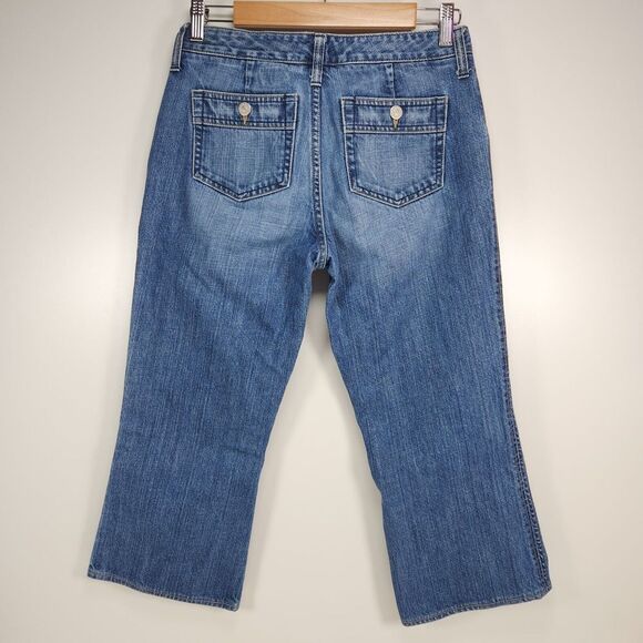 Eddie Bauer Bootcut Jeans Womens Size 2 Blue Denim Button Pockets - Picture 4 of 9